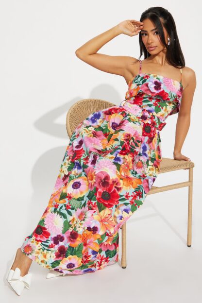 Vestido Largo Coral Mirage Multicolor con Estampado Floral