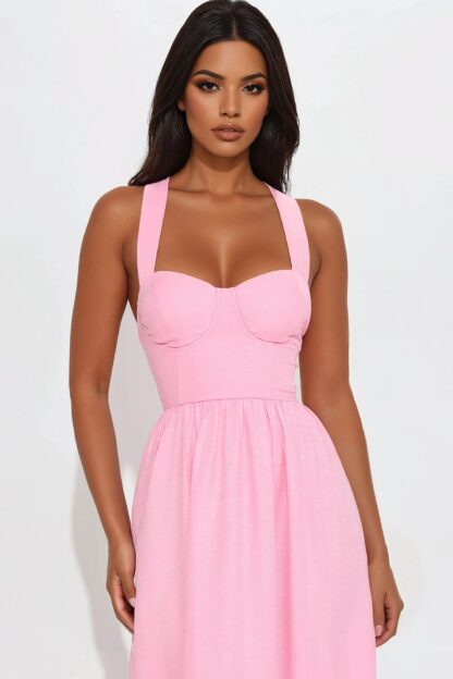 Vestido Largo Estilo Denim con Escote Corazón - Image 8