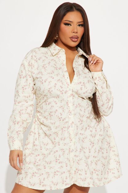 Vestido Camisero con Cintura Fruncida y Botones Frontales - Image 19