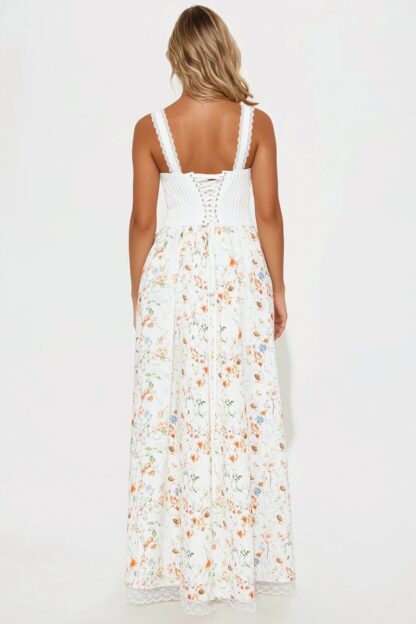 Vestido Largo Floral con Corsé y Detalles en Encaje - Image 3