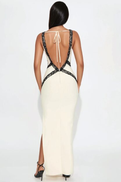 Vestido Maxi Bandage Sin Espalda y Detalles de Encaje - Image 6