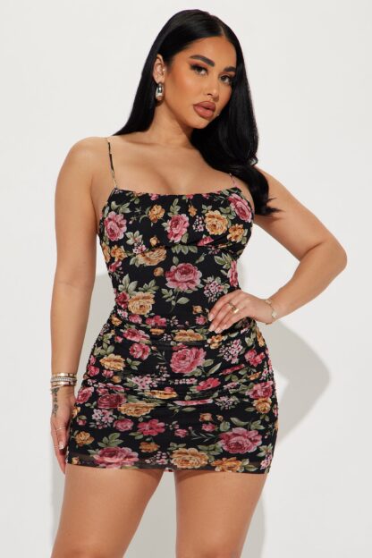 Mini Vestido de Malla con Estampado Floral - Image 2