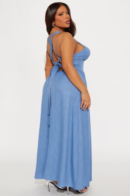 Vestido Largo Estilo Denim con Escote Corazón - Image 6