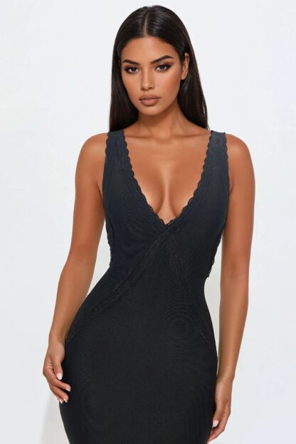 Vestido Maxi Bandage Sin Espalda y Detalles de Encaje - Image 2