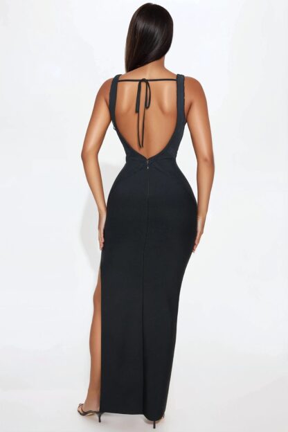 Vestido Maxi Bandage Sin Espalda y Detalles de Encaje - Image 3