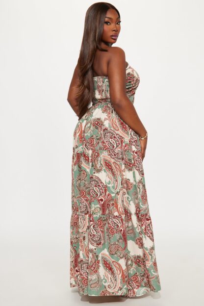 Vestido Largo Sin Tirantes con Cinturón y Espalda Elástica - Image 6