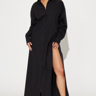 Vestido Camisero Oversized En Algodón 100%